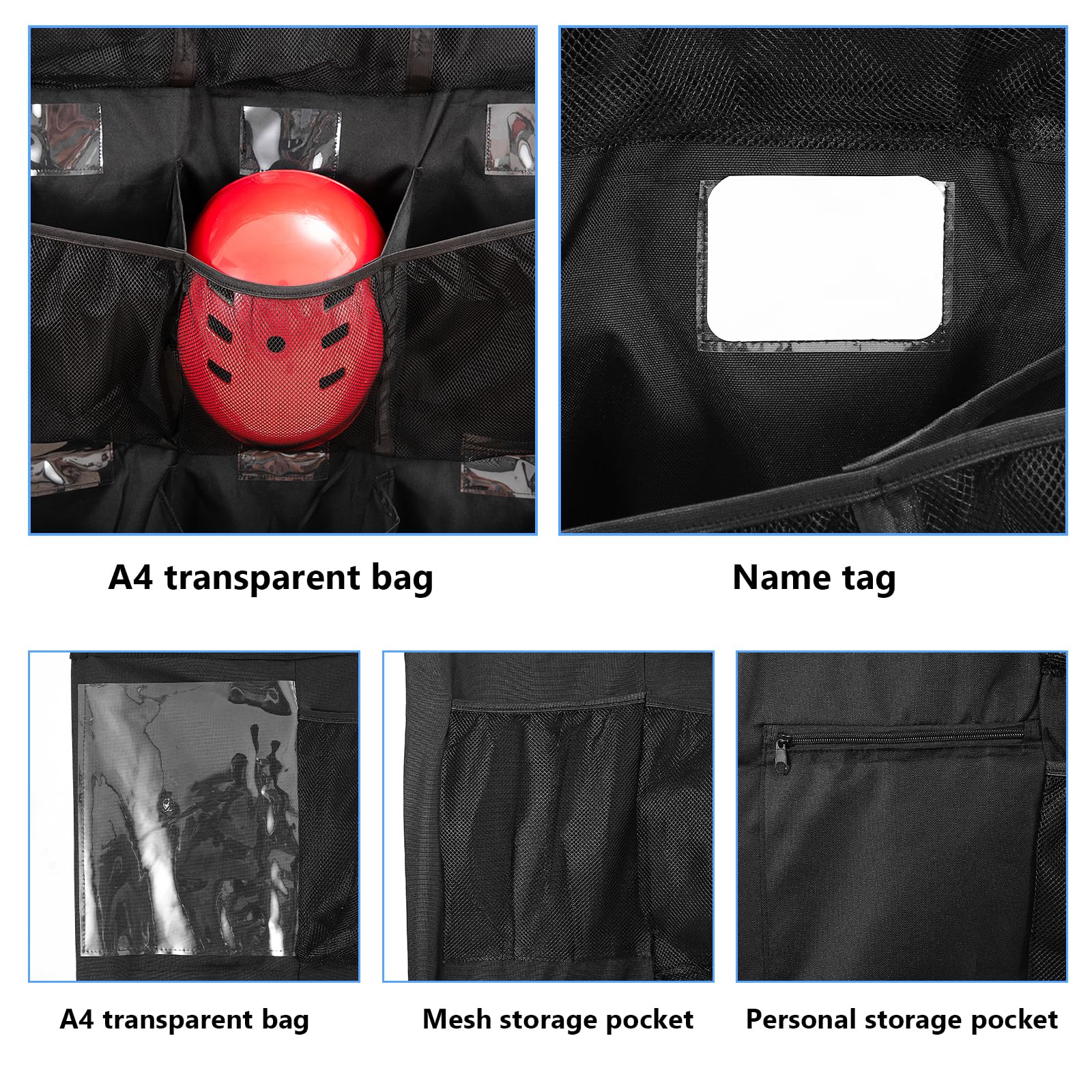 Bolsa colgante para casco para equipo de béisbol y sóftbol, organizador de almacenamiento de equipo de béisbol para 15 jugadores, incluyendo cascos, guantes de bateo, pelotas con tarjetas de nombre,
