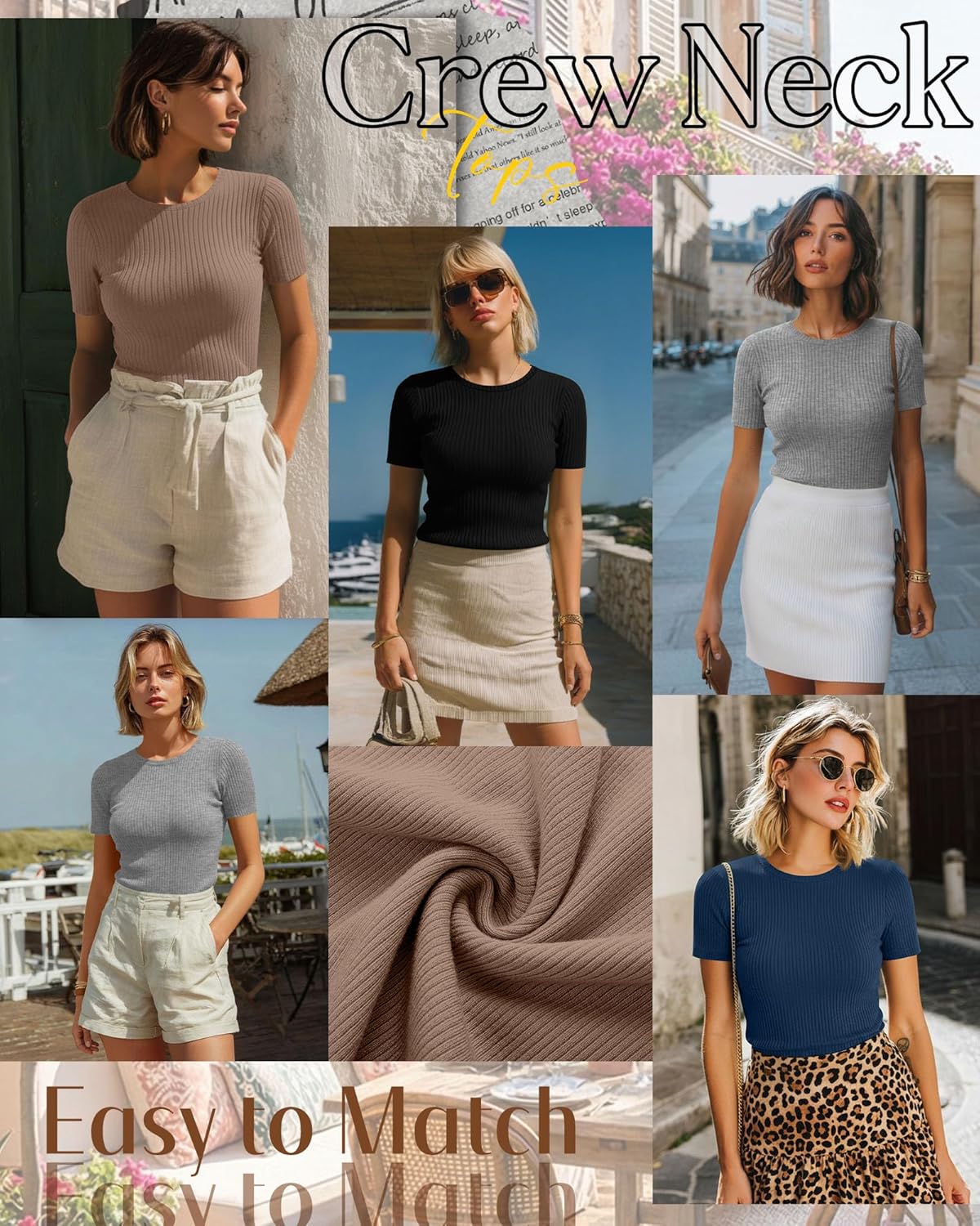 Neer 4 Pack Women's Short Sleeve T-Shirts Cotton Slim Fitted Ribbed Tops Crew Neck Summer Casual Shirt Basic Tight Tees 2026 - Image 4