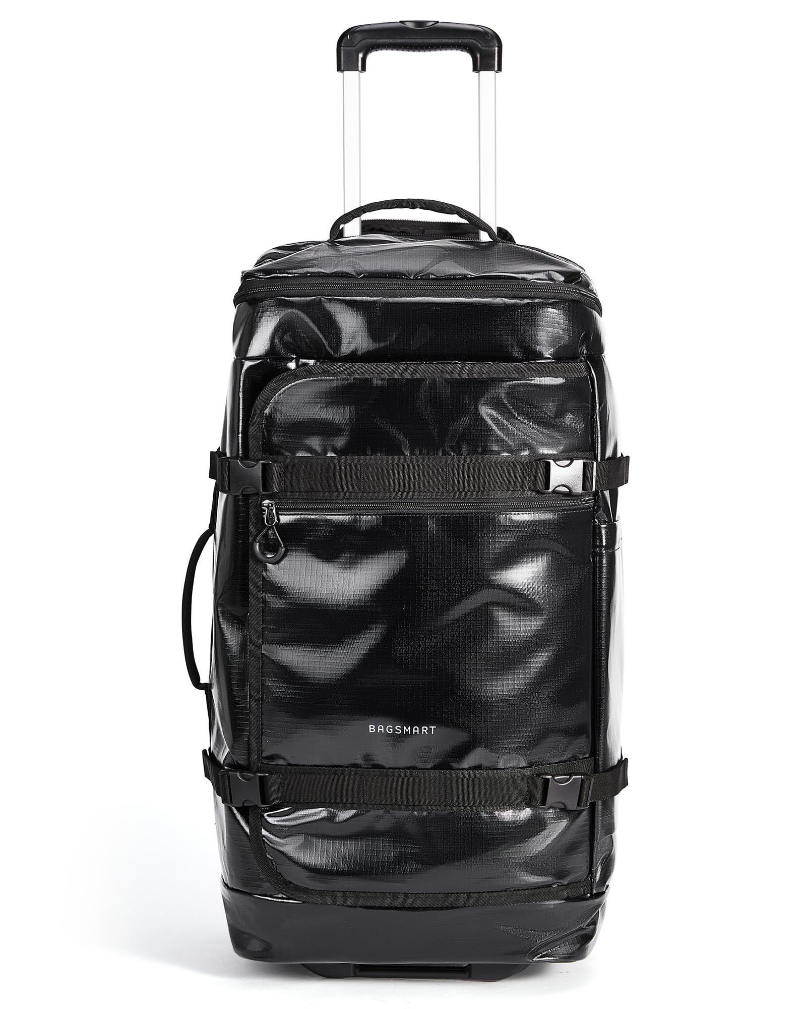 BAGSMART Rolling Duffle Bag with Wheels, Travel Duffel Luggage Bag for Women, Water Repellent Heavy Duty for Travel Camp, Grey, Medium, 48L: Black Large-70L