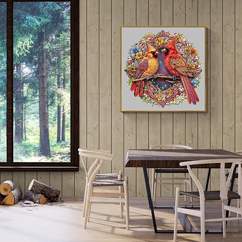 Miniatura 6 de Rompecabezas de madera para adultos, rompecabezas de madera cardenal con formas únicas de animales y caja de rompecabezas de madera, rompecabezas de