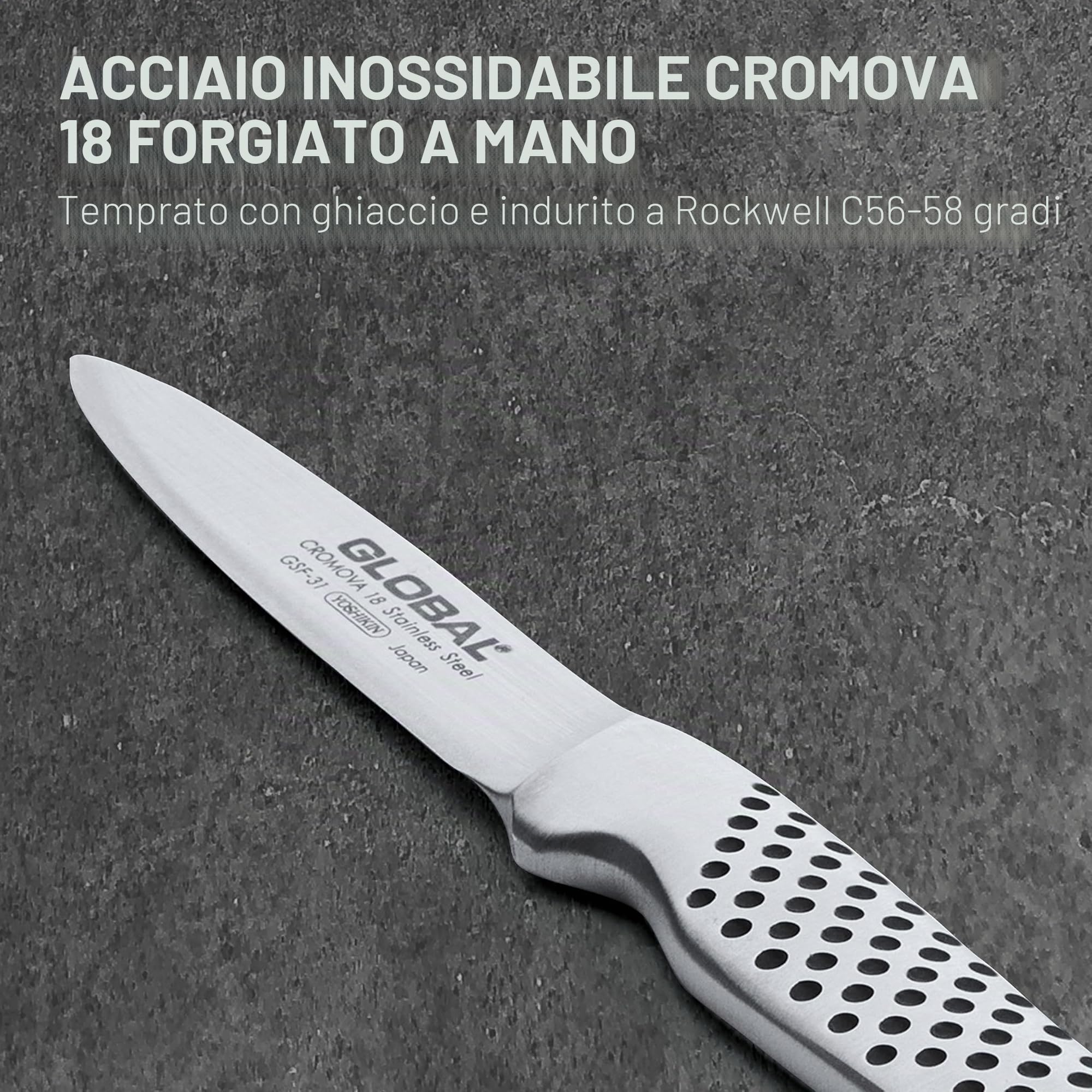 Global GSF-31"Peeleing Knife handle large (spelucchino retto manico largo) cm.8