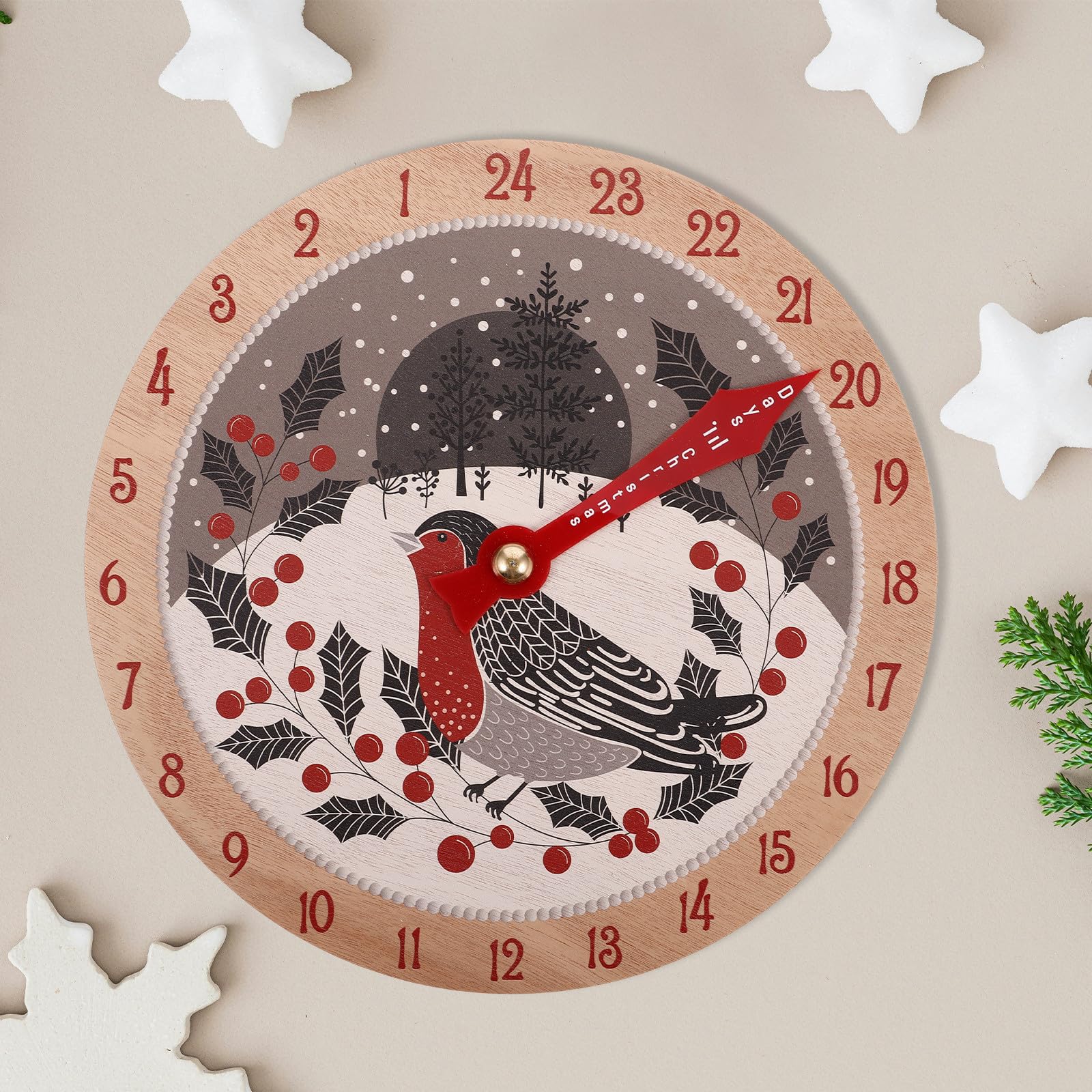 Toyvian 3 Pièces Calendrier de L'avent en Bois, Compte à Rebours | Décoration Festive pour Maison et Bureau, Design Soigné, Ambiance de Saison, Usage Solide