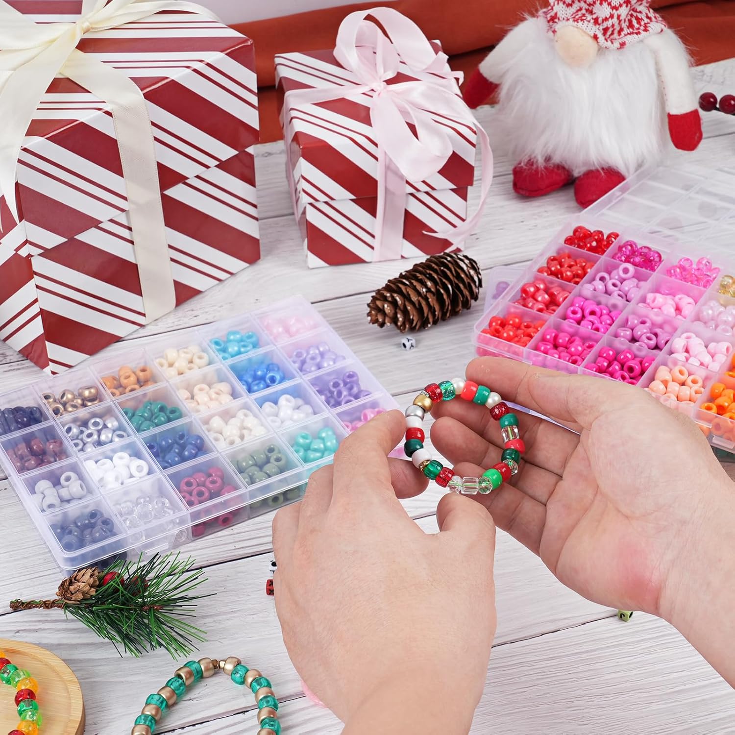 QUEFE 72 Colors 3000pcs Pony Beads Bracelet Making Kit for Girls - Rainbow Kandi Friendship Kit With Letter Beads for Necklace Making - Craft Gifts Set - Image 6