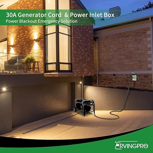 Miniatura 7 de Caja de entrada de generador de 30 amperios preperforada y cable de extensión RV de 30 amperios, kit combinado impermeable de 15 pies, cable de