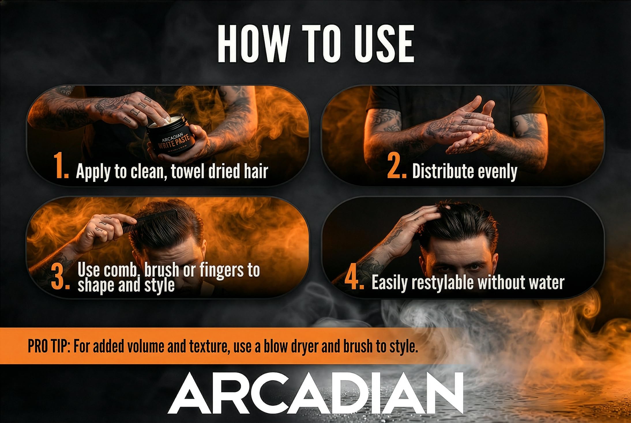 Arcadian Grooming Matte Clay Pomade Hair Styling Product for Men – Strong Hold, Matte Finish, Natural Texture – Water Based Hair Clay – 113g