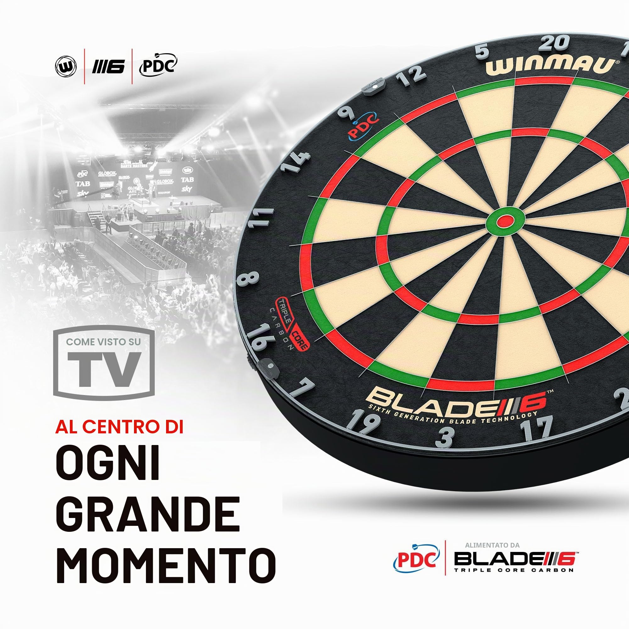 Winmau Blade 6 Triple Core Freccette Professionale Tabellone Approvato Tornei PDC Sisal Africa Orientale