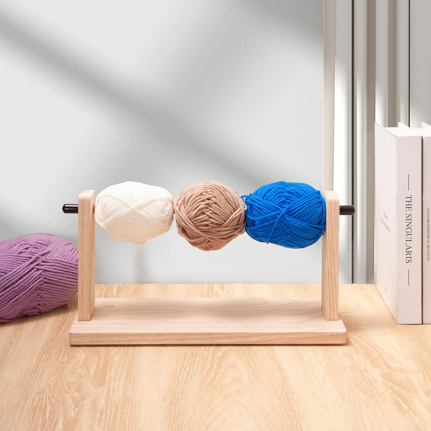 MARKVILLE 13" Wooden Yarn Holder for Crocheting & Knitting Accessories, Yarn Dispenser Ribbon Holder Organizer Rack, Large Skein Small Yarn Ball Holder Fabric Ribbon Storage Arts & Crafts Supplies