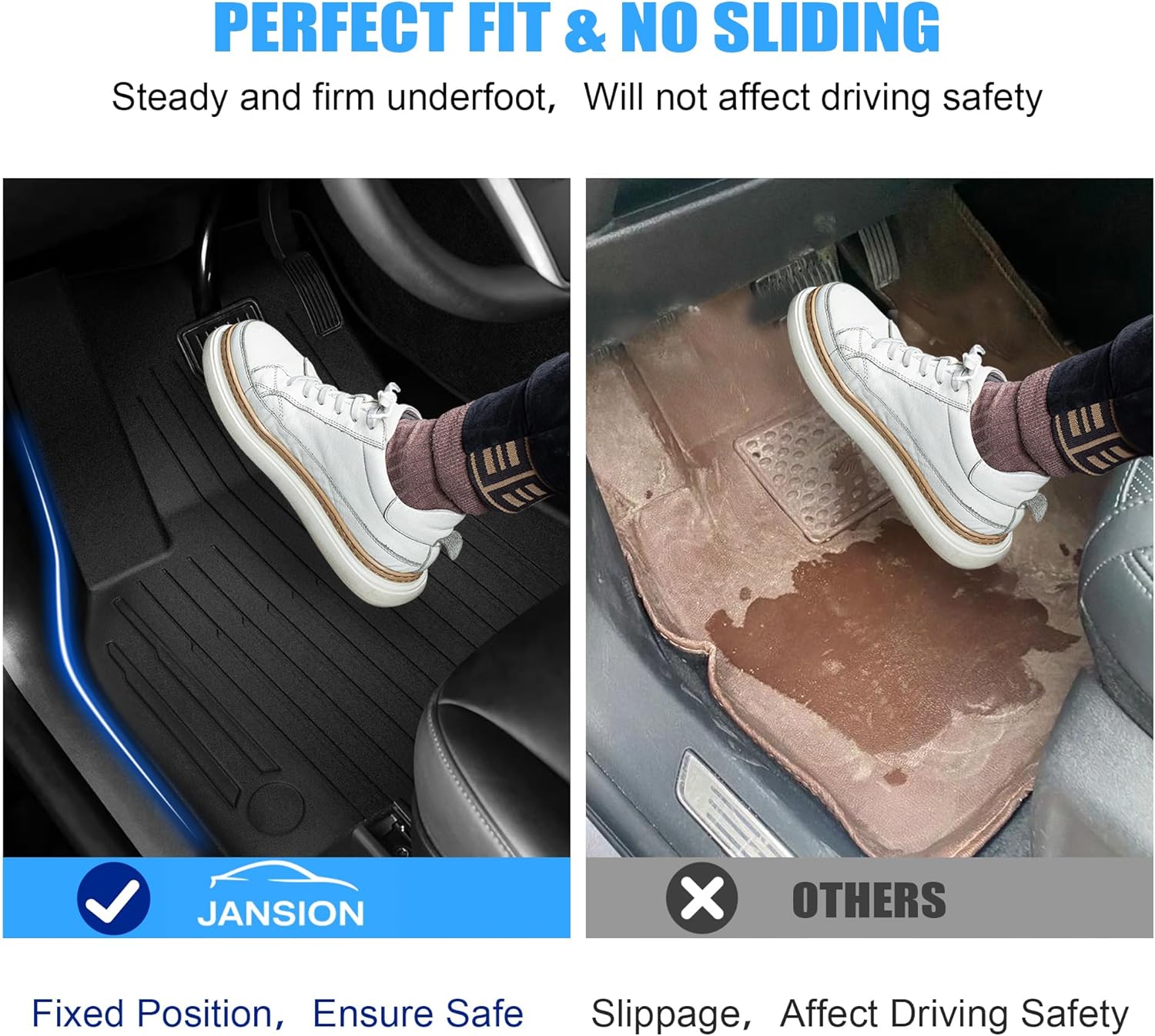 3PCS Floor Mat for 2021-2024 Tesla Model Y 5- Seat - TPE All-Weather Front & Rear Floor Mats with Anti-Slip Pad Set, Easy to Clean (Not for 7-Seat)