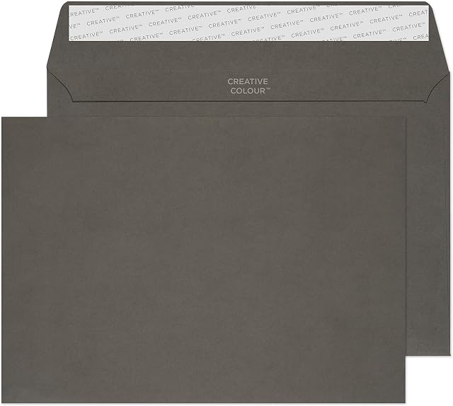 Blake Creative Colour C5 162 x 229 mm 120 gsm Peel & Seal Wallet Envelopes (45324) Graphite Grey - Pack of 25
