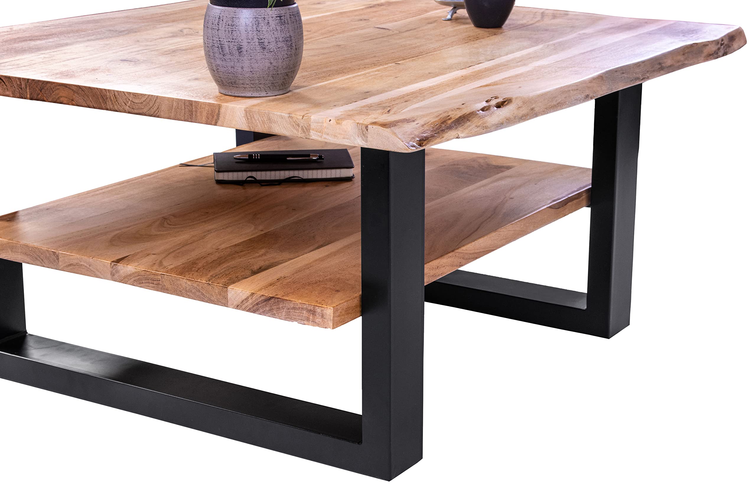SAM B-Ware Couchtisch 90x90 cm Philipp, Akazie Natur, U-Gestell Schwarz
