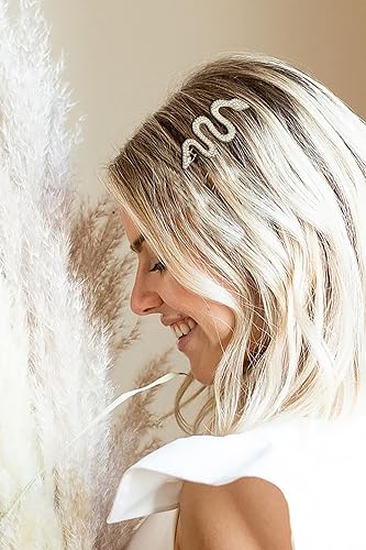 Miniatura 3 de TEBIEKOY Horquillas para el pelo de serpiente con diamantes de imitación brillantes, juego de 4 pinzas de pelo de serpiente de aleación, accesorios