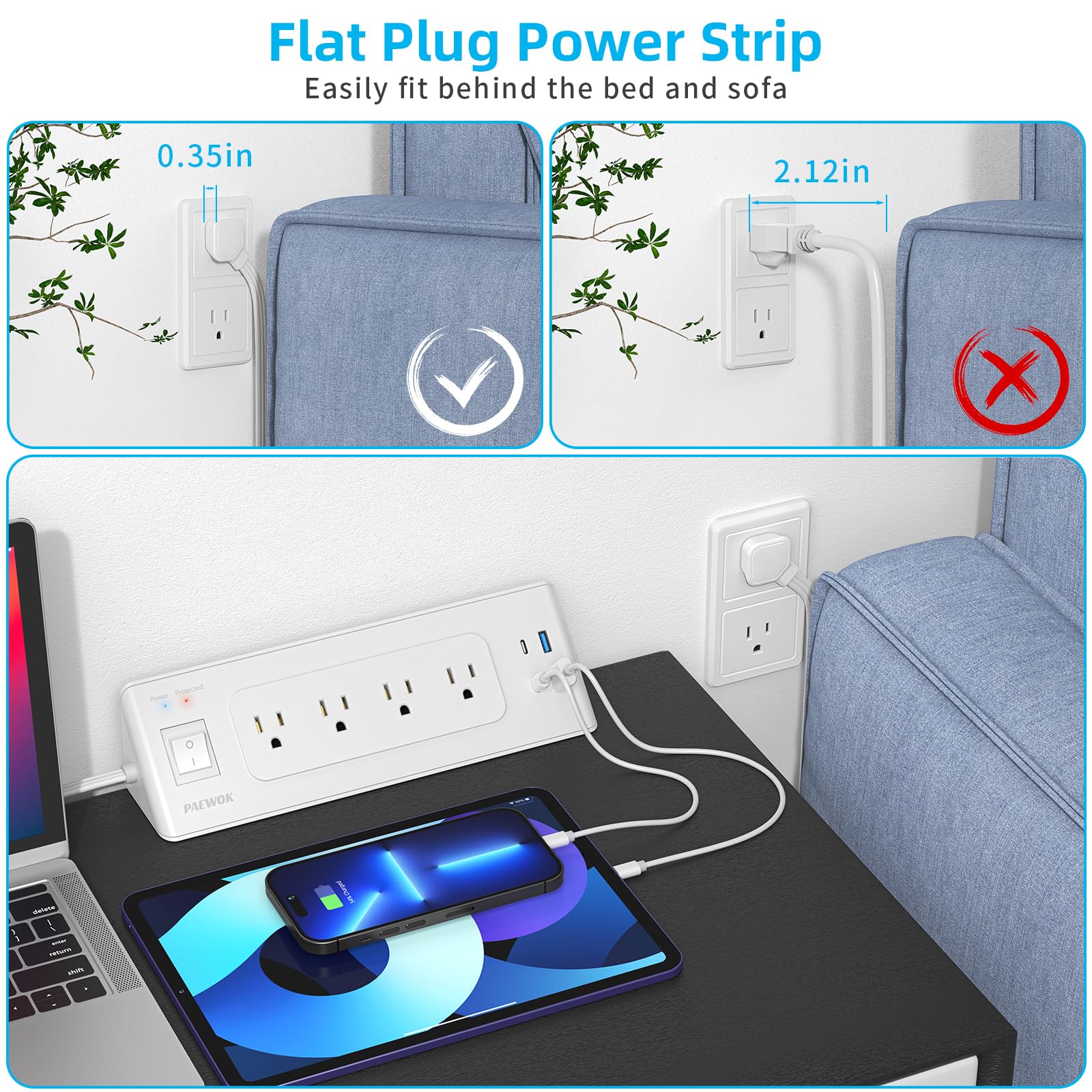 Steckdosenleiste mit USB-Anschlüssen, Steckdosenverlängerung
