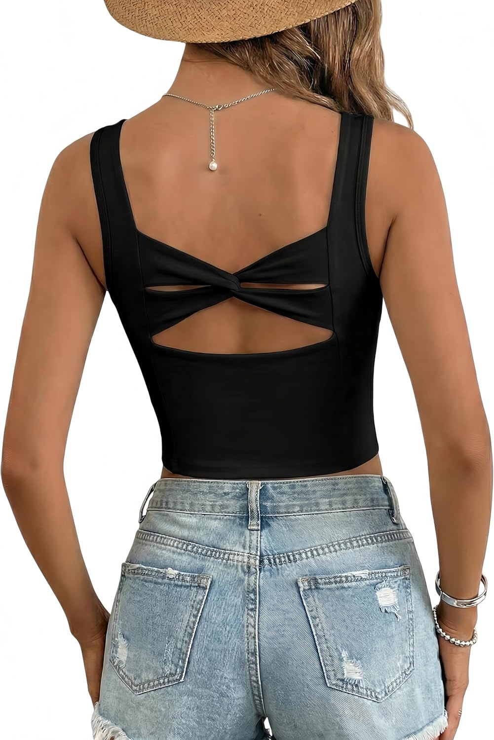 Womens Workout Tank Tops with Built in Bra Casual Sleeveless Shirts Cross Backless Fitted Going Out Tops