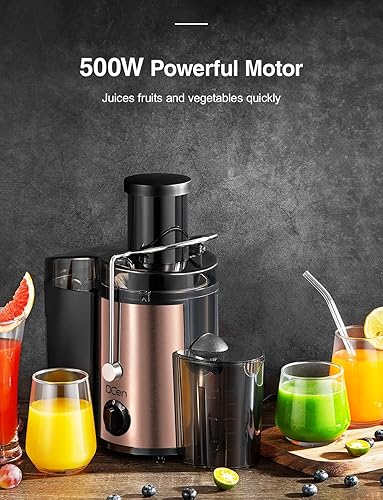 Miniatura 5 de Qcen Máquina exprimidora, extractor centrífugo de 500 W con boca ancha de 3 pulgadas, canal de alimentación para frutas y verduras, fácil de