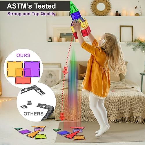 Miniatura 6 de Bloques de construcción de azulejos magnéticos, juego de imanes educativos STEM para niños, creatividad, aprendizaje preescolar, juguetes