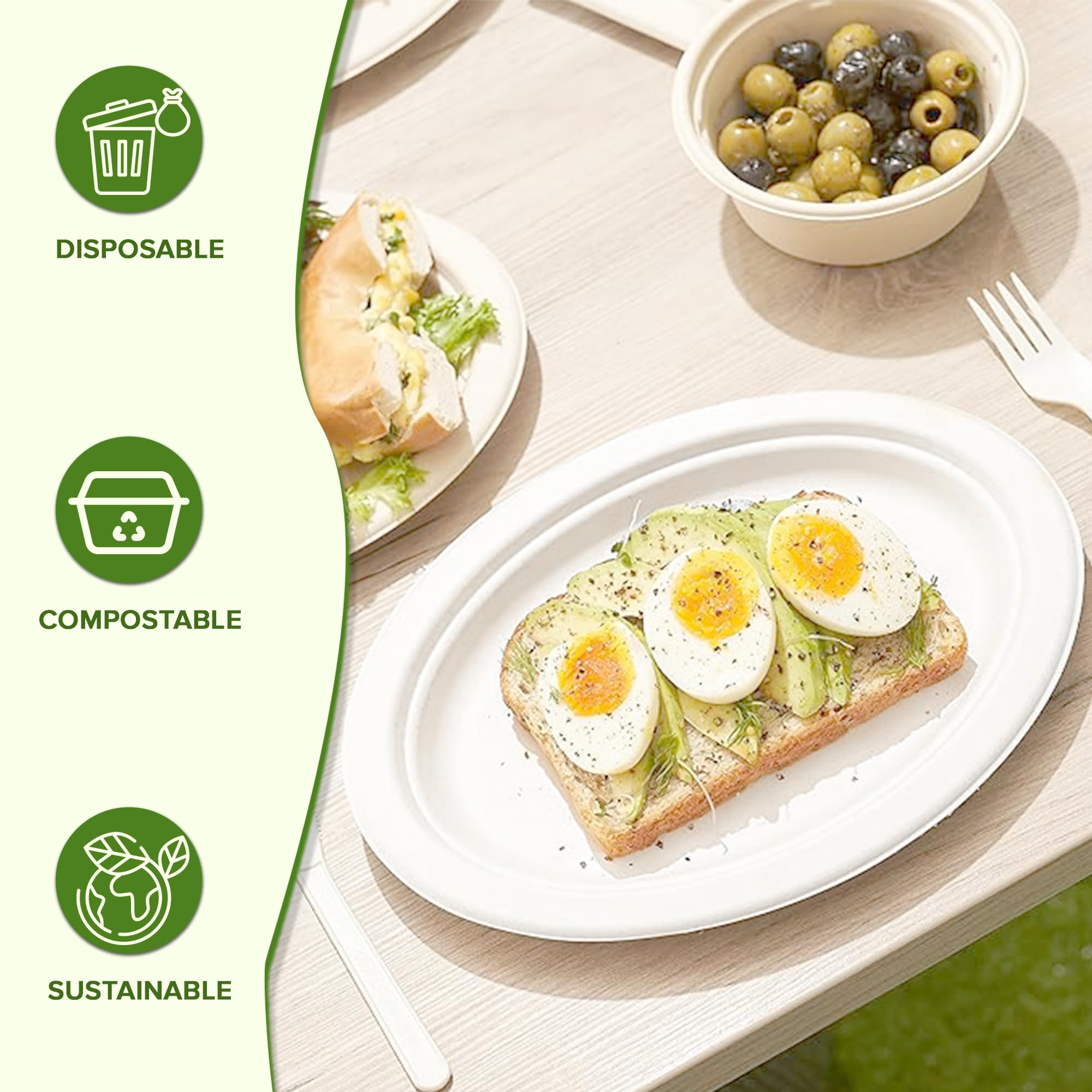 12 Inch Eco Friendly Round Shape Disposable Sugarcane Bagasse Plates - White, 10% Biodegradable - View #6