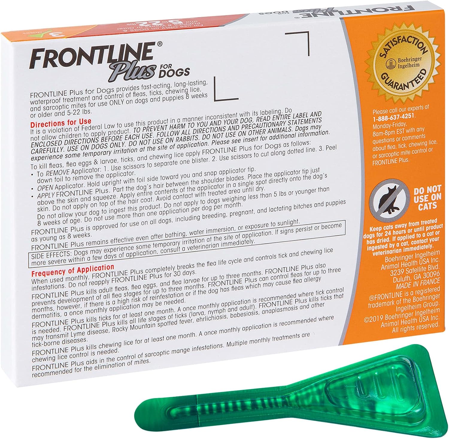 FRONTLINE® Plus for Dogs Flea and Tick Treatment (Small Dog, 5-22 lbs.) 3 Doses (Orange Box)