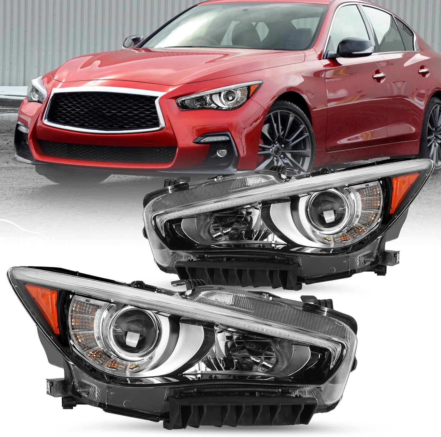 SOCKIR Full LED Headlight Assembly for 2014-2022 Infiniti Q50 (Pair)