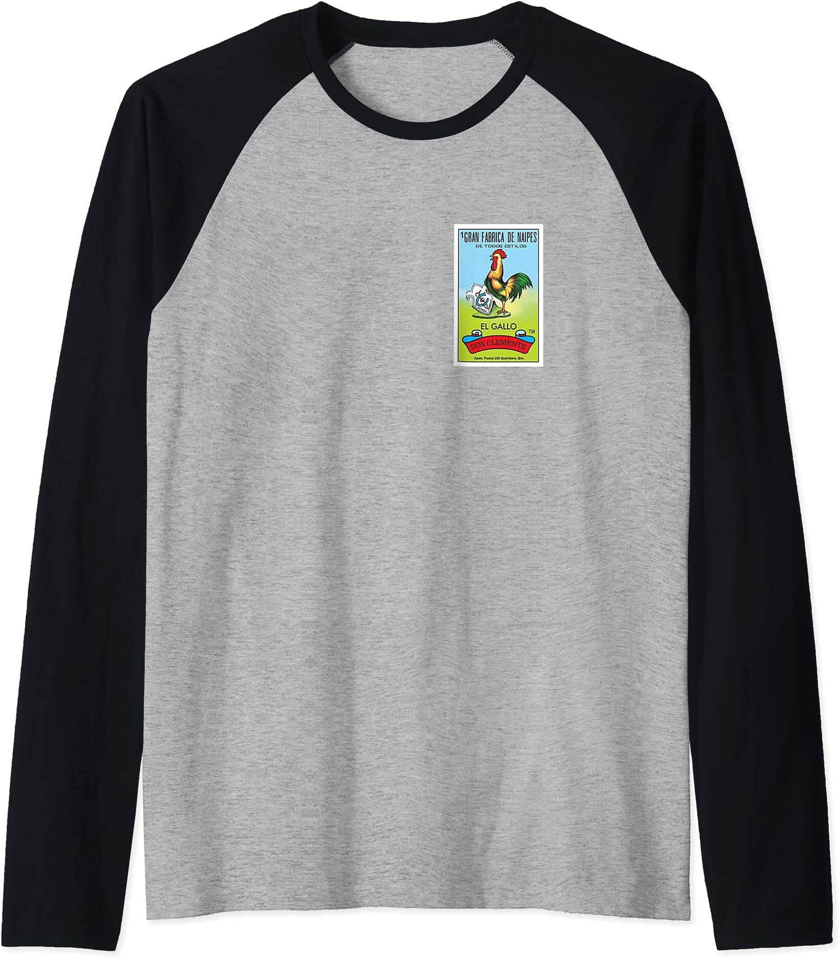 Loteria Don Clemente El Gallo Card Raglan Baseball Tee
