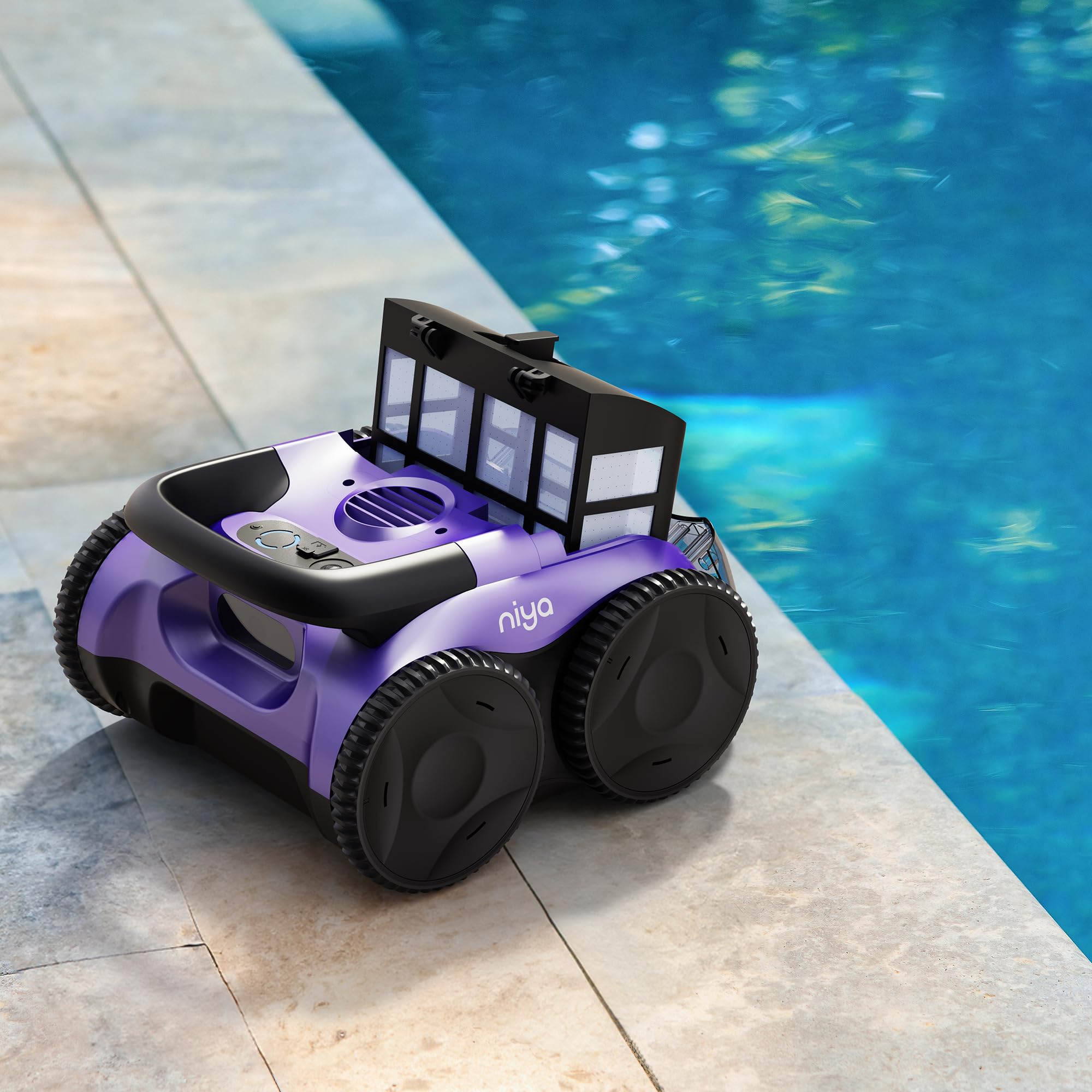Niya Sonar F2 Robot Aspirateur de Piscine sans Fil par Les créateurs de Dolphin - Nettoyage Fond Uniquement, Durée de Cycle 1h30, pour piscines Hors-Sol et enterrées, jusqu'à 8 mètres