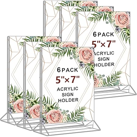 5 X 7 Acrylic Sign Holder - Clear Wedding Table Number