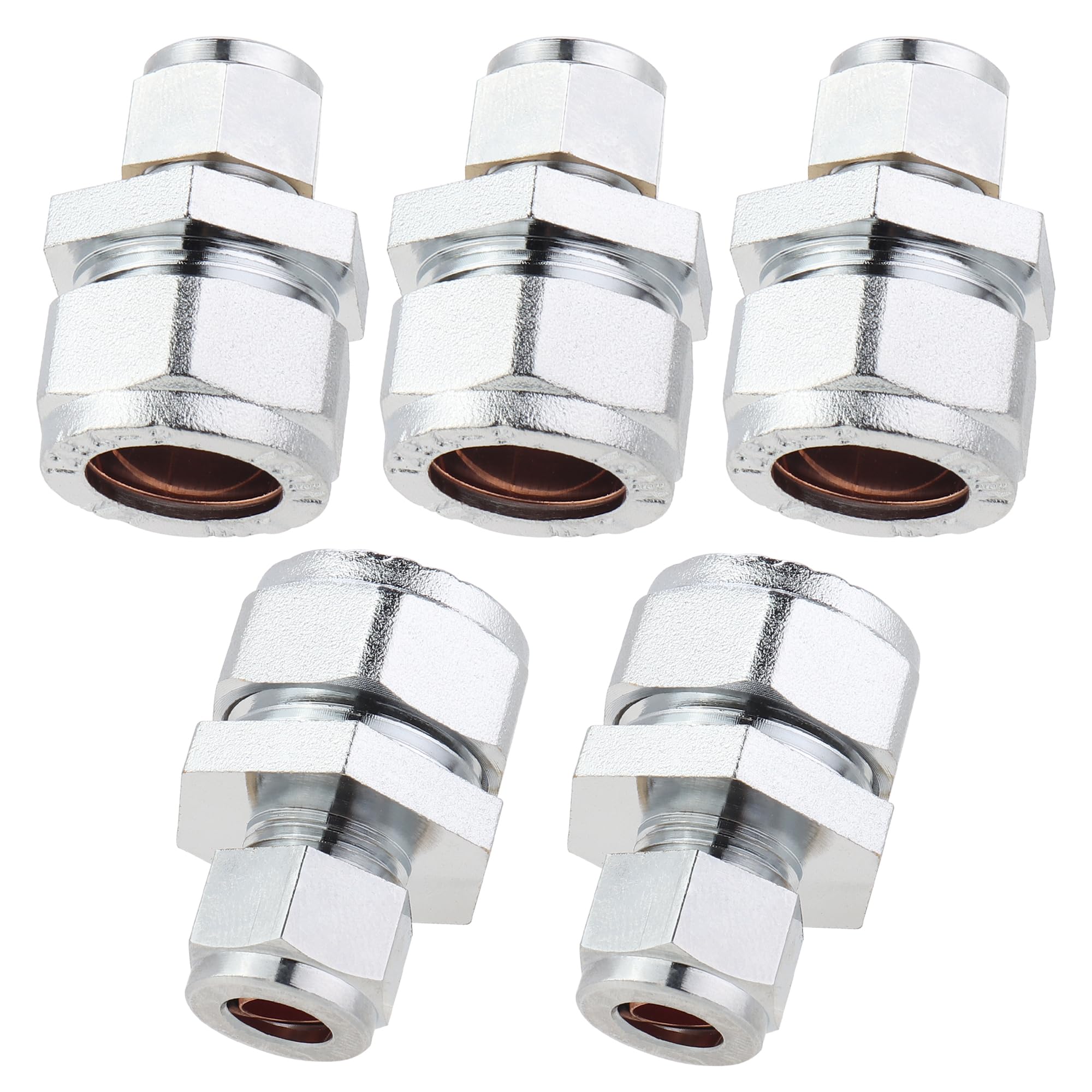 Ltwfitting Chrome Plated 15Mm Od X 10Mm Od Compression Reducing Union, Brass Compression Fitting(Pack Of 5)