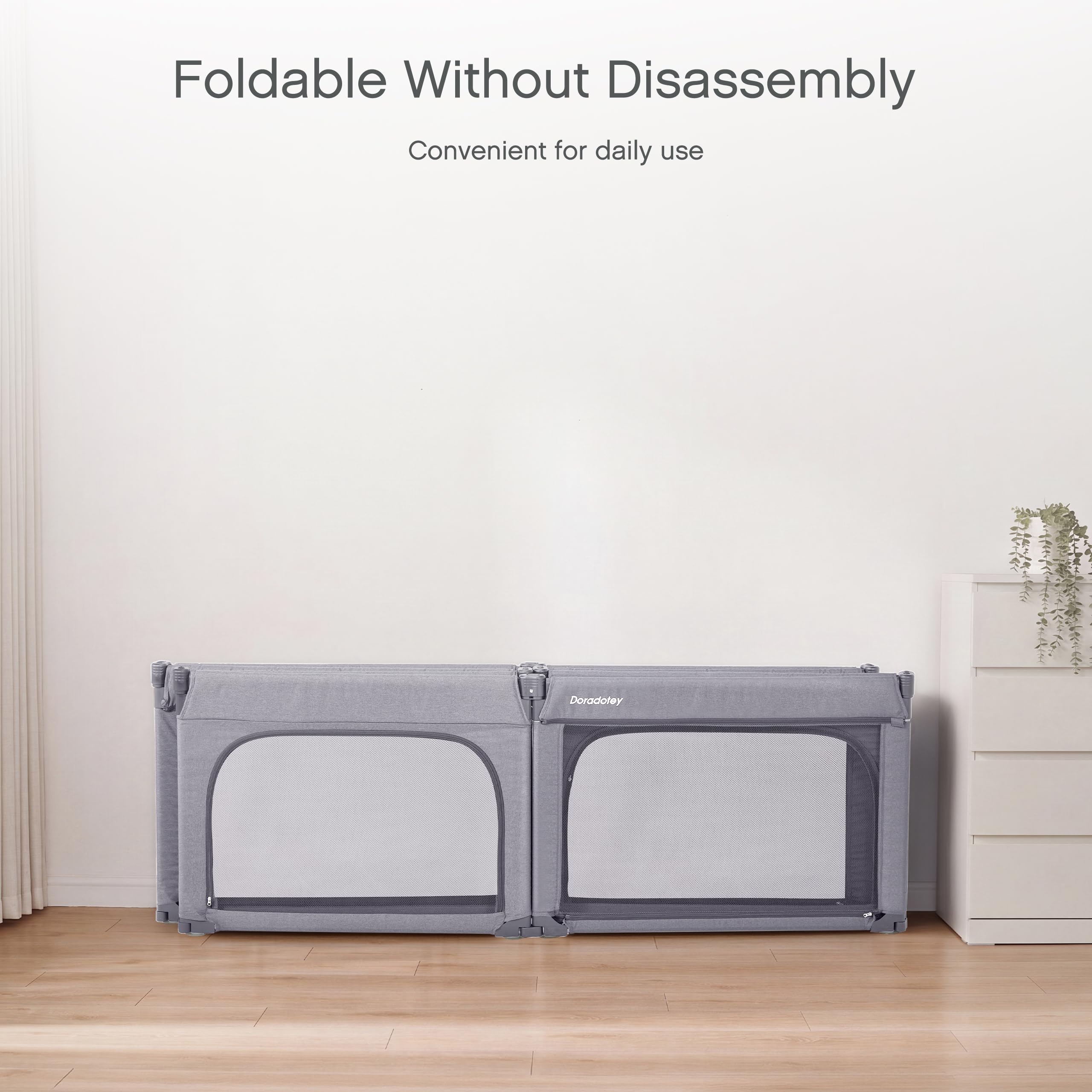 Box per bambini, cancelletto di sicurezza pieghevole, facile da montare, misura grande e regolabile, per interni, 180 x 200 cm, grigio chiaro