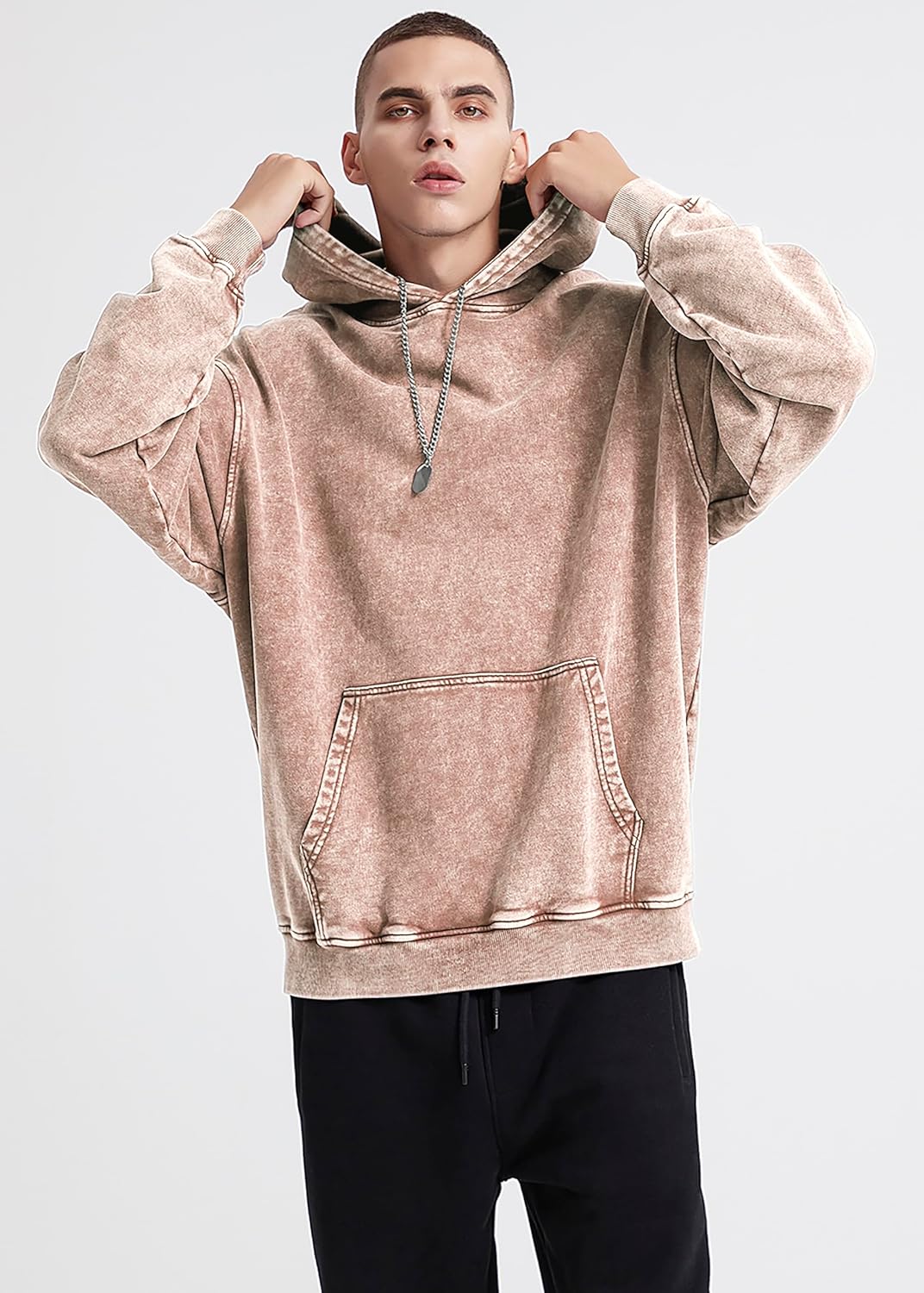 Womens Oversized Hoodies Unisex Casual Hooded Sweatshirts Vintage Wash Cotton Mens Pullover Tops