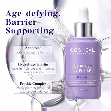 EGF Boost Ampoule 1.52 fl oz, Skin-Firming Anti-Aging Serum with Peptide & Amino Acid Complex, Boosts Elasticity & Fibroblast Activity, Wrinkle Care, Korean Skin care
