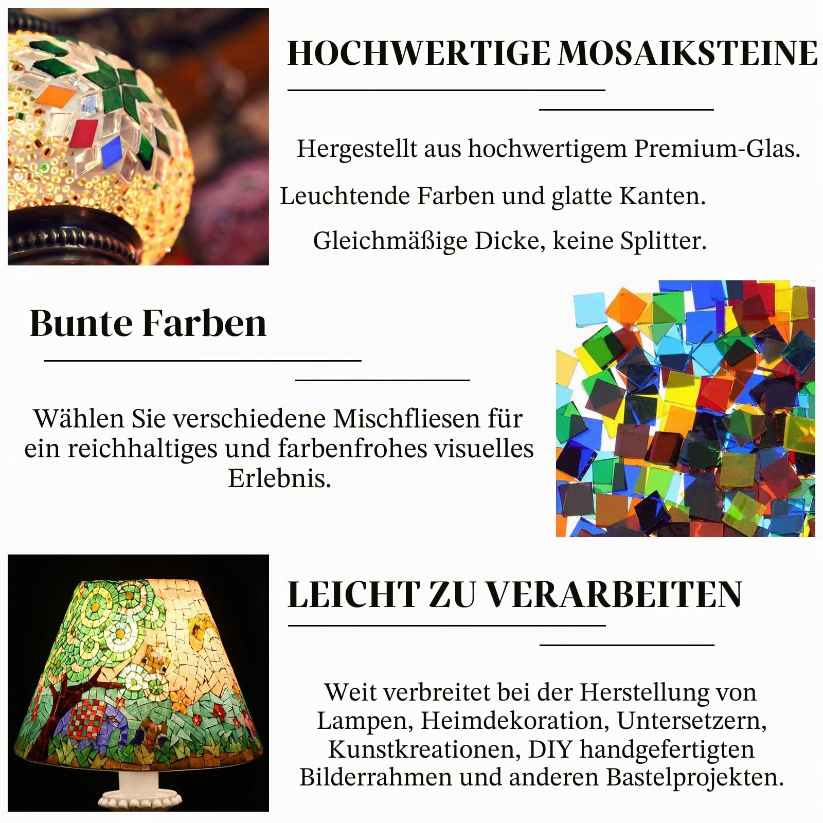 1100 Stück Mosaikfliesen, Glasmosaikfliesen zum Basteln, Bulk, gebeizte Mosaikglasstücke, Mosaikzubehör für Heimdekoration, Kunsthandwerk, DIY-Projekte, transparent (gemischte Form)