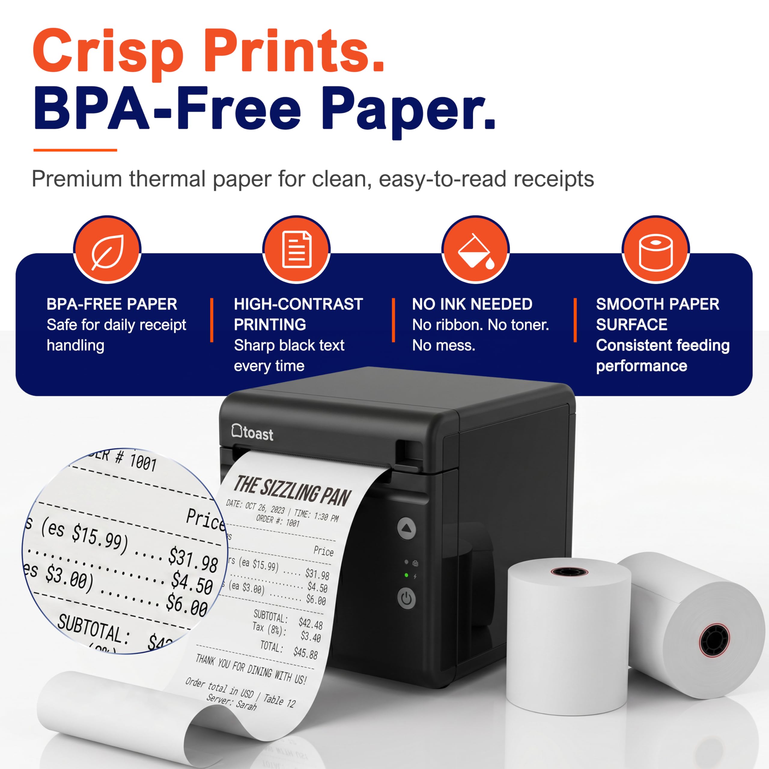 Rollo de papel para impresora térmica Toast TP200 (12 rollos)