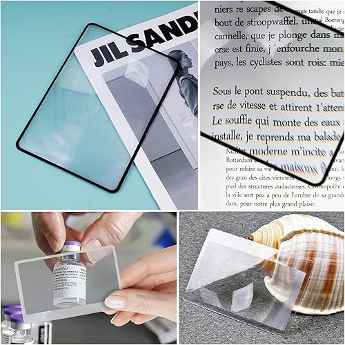 Miniatura 3 de Lupa de página, 2 unidades, 3 unidades, lente Fresnel de plástico óptico plano ligero con 2 marcapáginas de tamaño tarjeta, lupa plana para personas