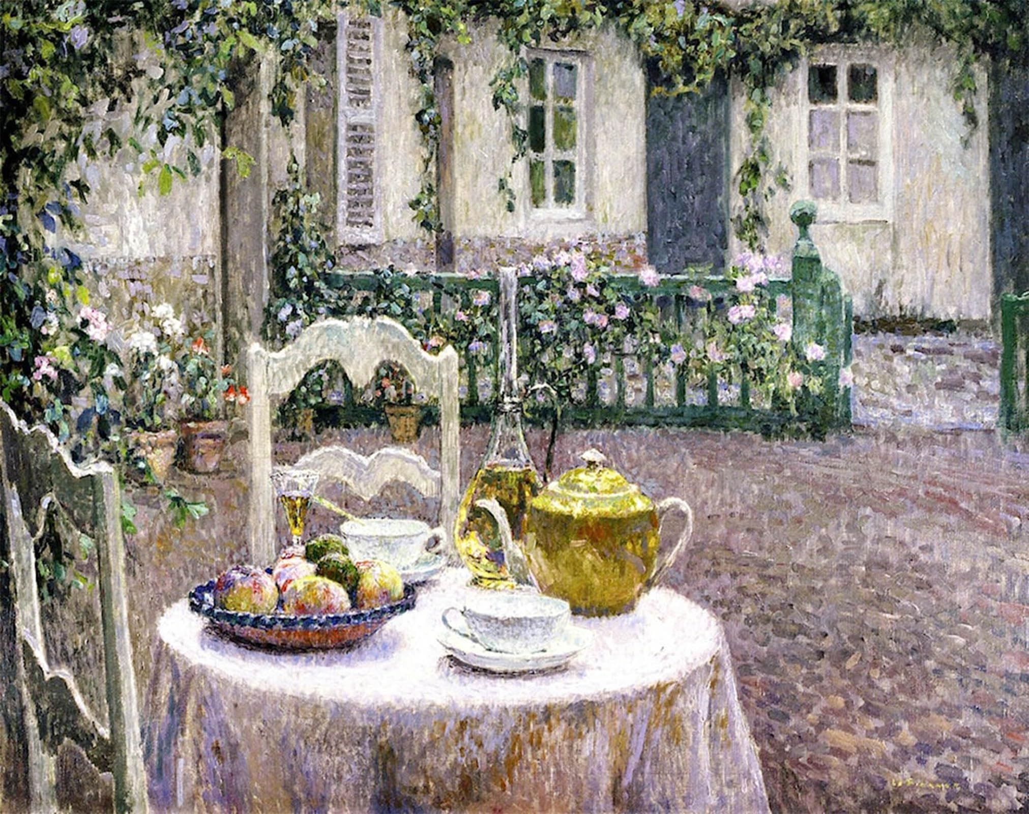 ARTXLXXBN Famous Painting Canvas Artwork Graffiti Print the Pink Tablecloth by Henri Le Sidaner Portrait Canvas Image for Home Decor 60x90cm