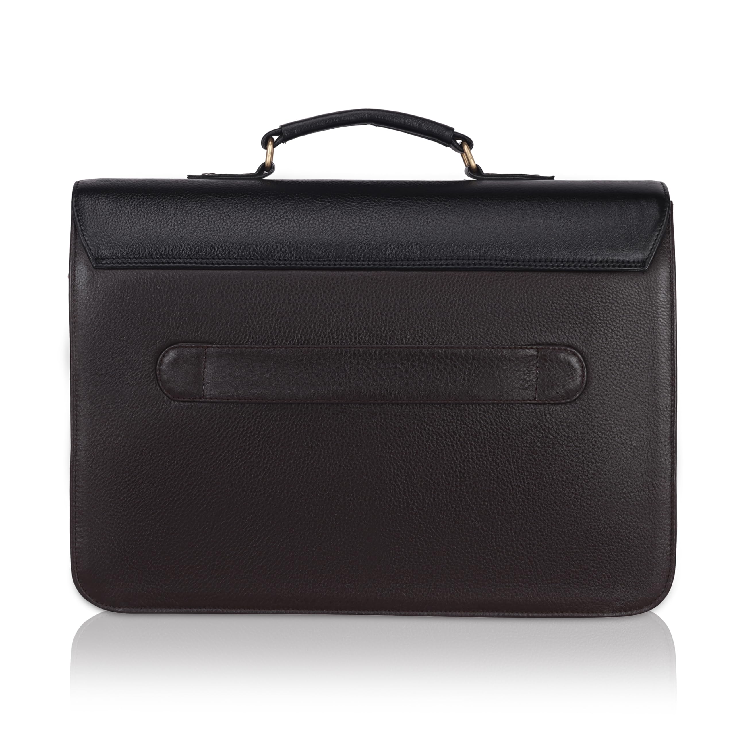 Genuine Leather Office Bag Durable Professional Briefcase Best Laptop Messenger Bag for Men MacBook Formal Office Bag Unisex with Trolley Strap, Brown-image-15