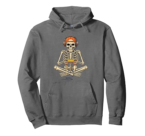 Halloween Skeleton Gamer Video Gaming Lovers Boys Men Funny Pullover