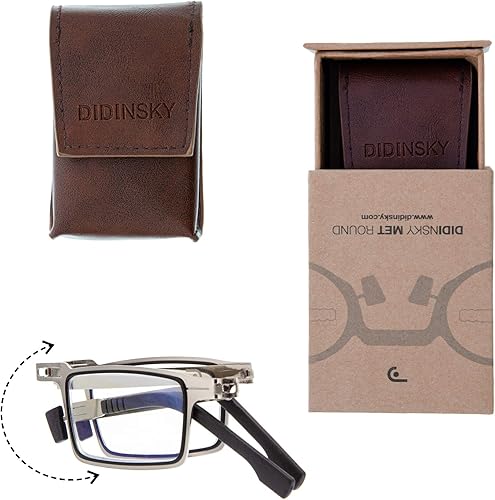 Miniatura 5 de Gafas de Lectura Plegables para Hombre y Mujer. Lectores o Gafas con Marco Metálico y Lentes de Protección de Luz Azul. Grafito +1.0 - MET SQUARE