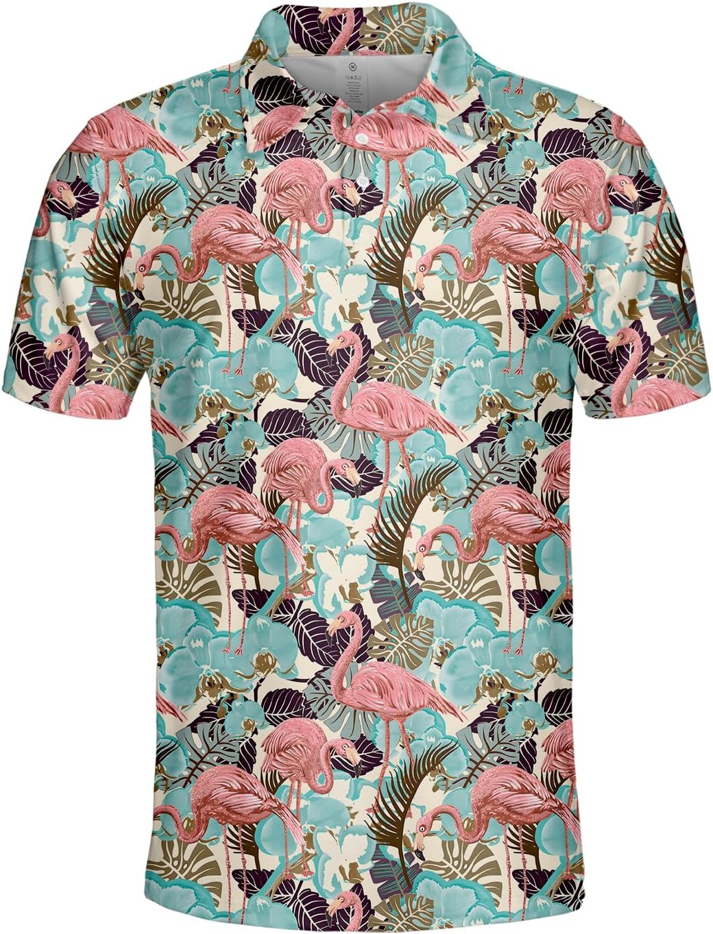 Flamingo Polo Shirts for Men Women, Tropical Flamingo Golf Shirts for Men, Funny Golf Polos for Men Women Summer Sports