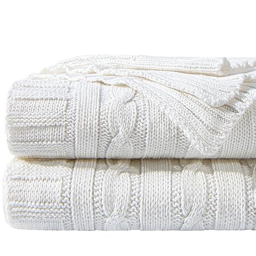 NTBAY 100% Pure Cotton Cable Knit Throw Blanket, Super Soft