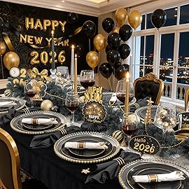 KIRE 100PCS Black and Gold Plates - Black Plastic Plates Disposable with Gold Rim for Halloween Party/Wedding/Birthday Include 50Pcs 10.25inch for Dinner and 50Pcs 7.5inch for Dessert/Salad