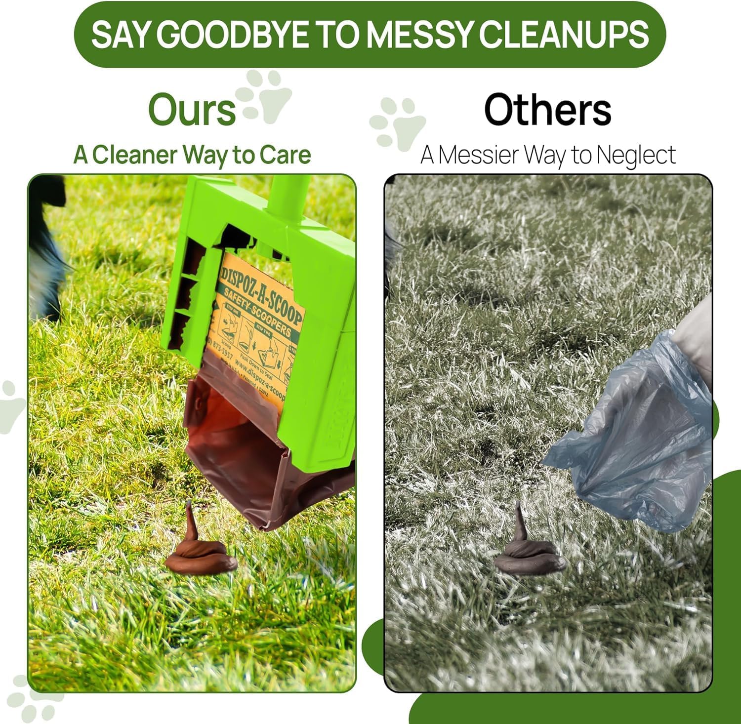 Dispoz-A-Scoop® Poop Scoop Bundle” 48 Refill Bags with Optional use, 24” Extender Handle. Quick-Clean-Easy. Never Needs Cleaning! U.S.A. Produced!