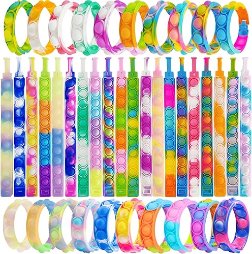 120 pulseras de burbujas para apretar, juguetes sensoriales para recuerdos de fiesta, pulsera de dedo de mano a granel para premios de aula,