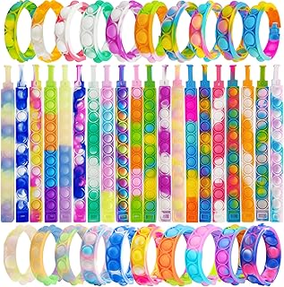 60 Pcs Pop Bracelet Bubble Fidget Sensory Toys for Party Favors, Hand Finger Wristband Bulk for Classroom Prizes, Easter Egg Basket Stuffers Goodie Bag Stuffers Christmas Valentine Gift for Kid