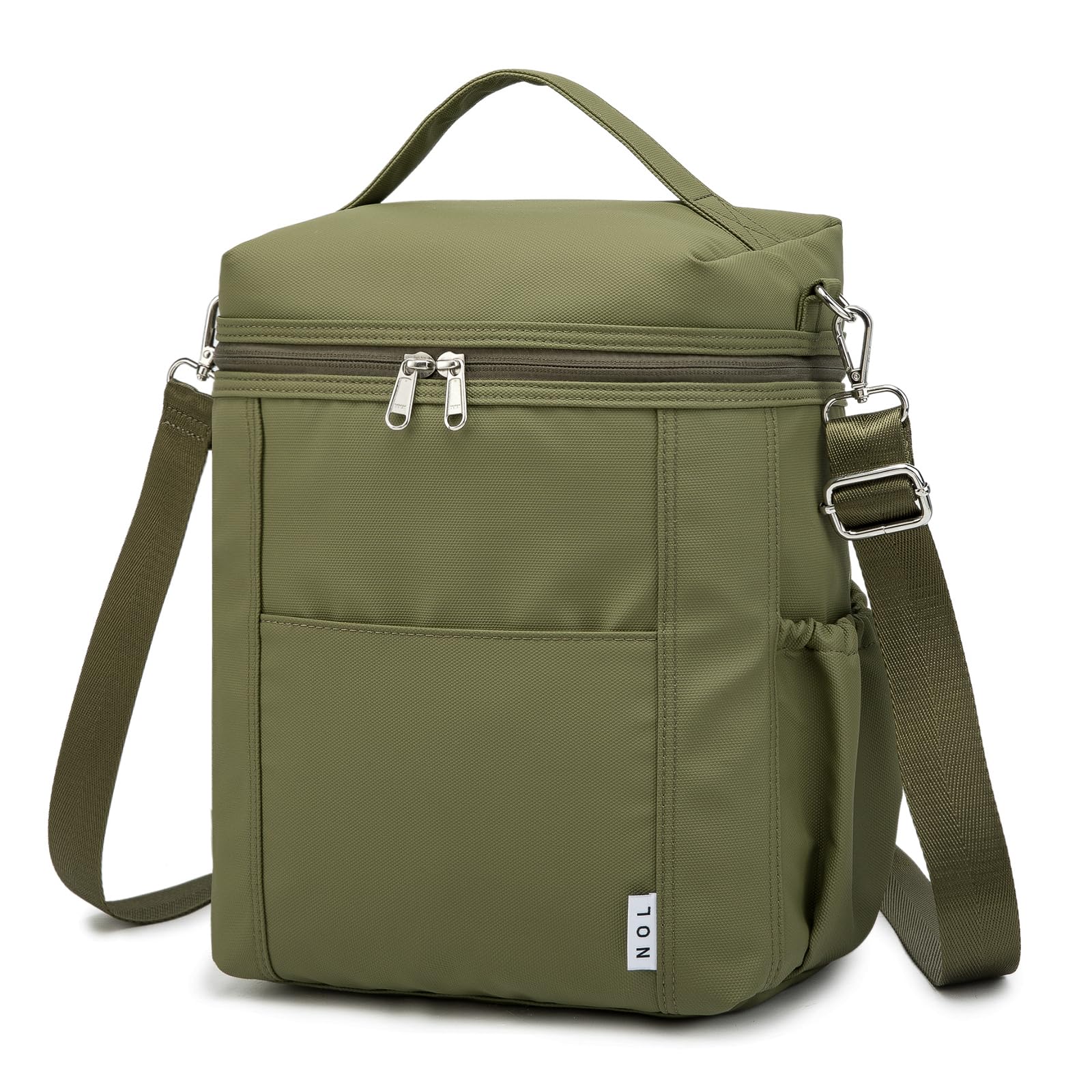 NOL Natural Organic Lifestyle Insulated Lunch Bags for Women Cooler Bag Lightweight Nylon Waterproof Lunch Box For Work (Amy green, Large)