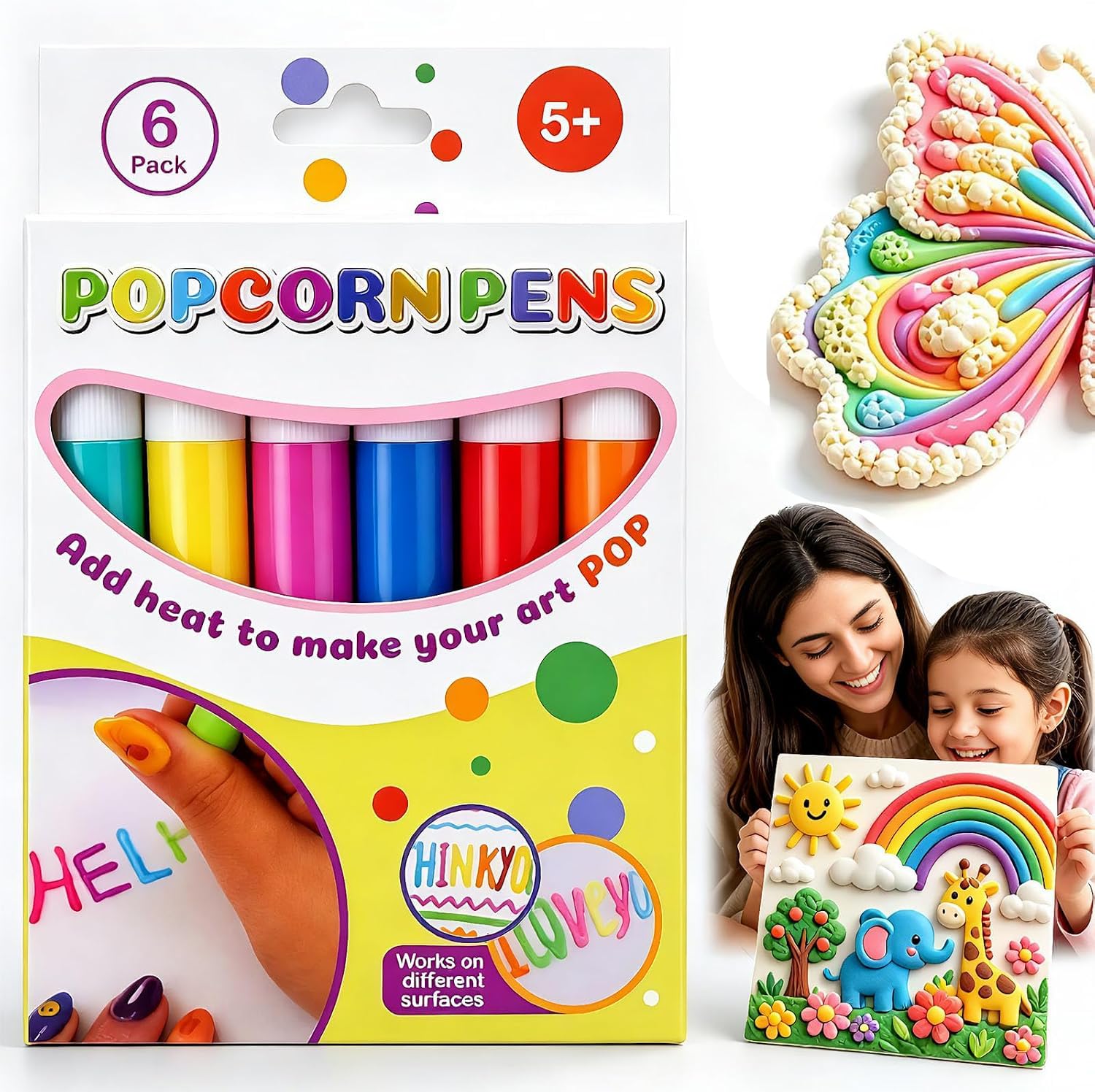 Magic Popcorn Pens, 3D Relief Art Marker Puffy for Crafts，6PCS-1BOX — image 1