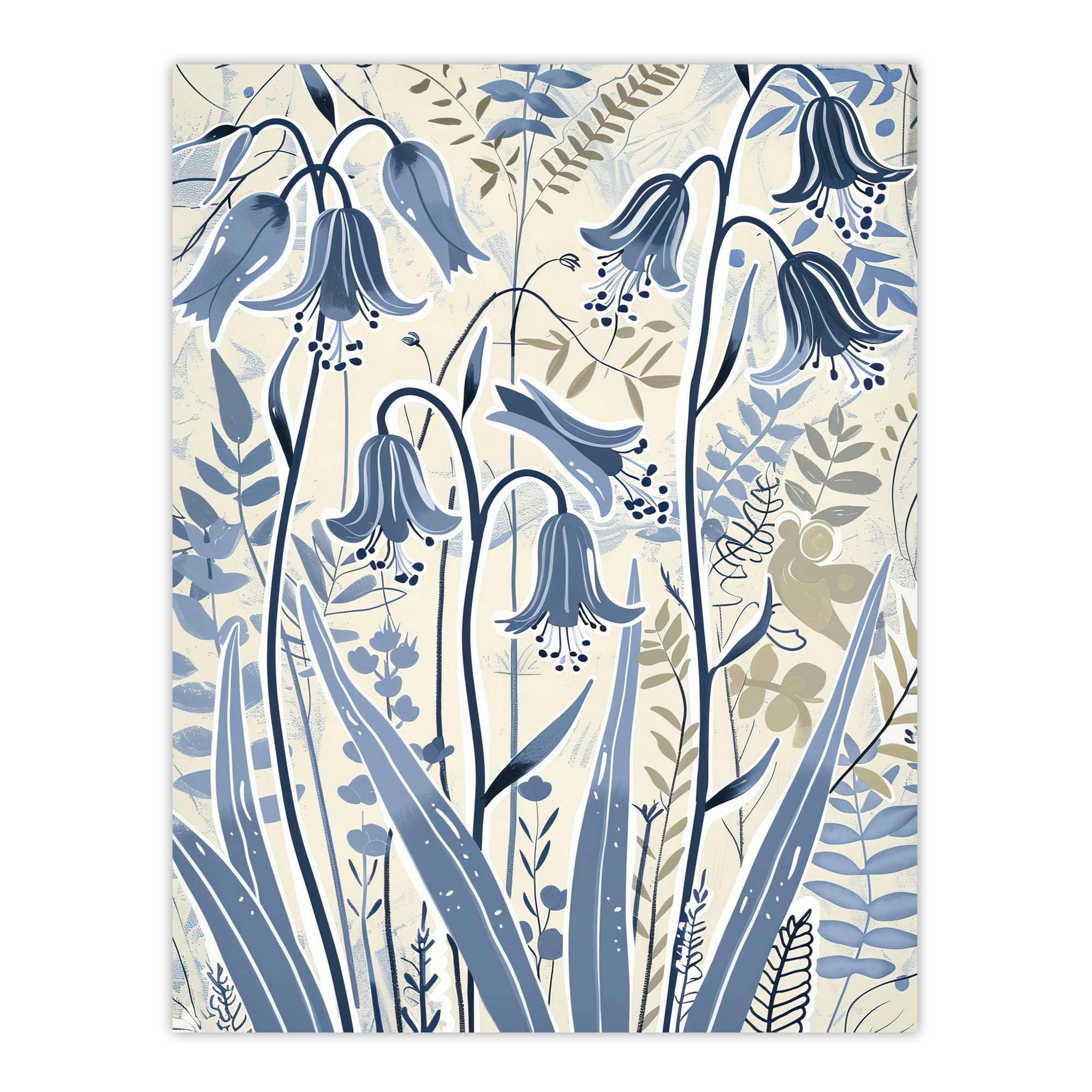 Artery8 Spring Bluebells Bright Flower Painting Botanical Living Room Extra Large XL Wall Art Poster Print