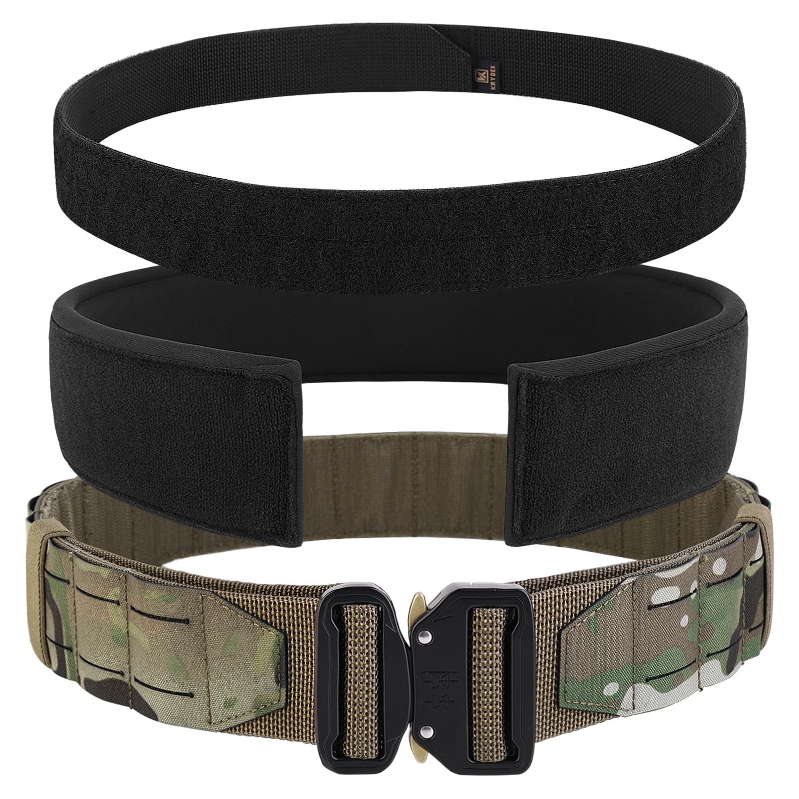 KRYDEX GEAR Cinturón Táctico MOLLE de 2 pulgadas con Correa de Liberación Rápida Cinturón Militar Cinturón Resistente para Airsoft, Caza, Deportes al Aire Libre
