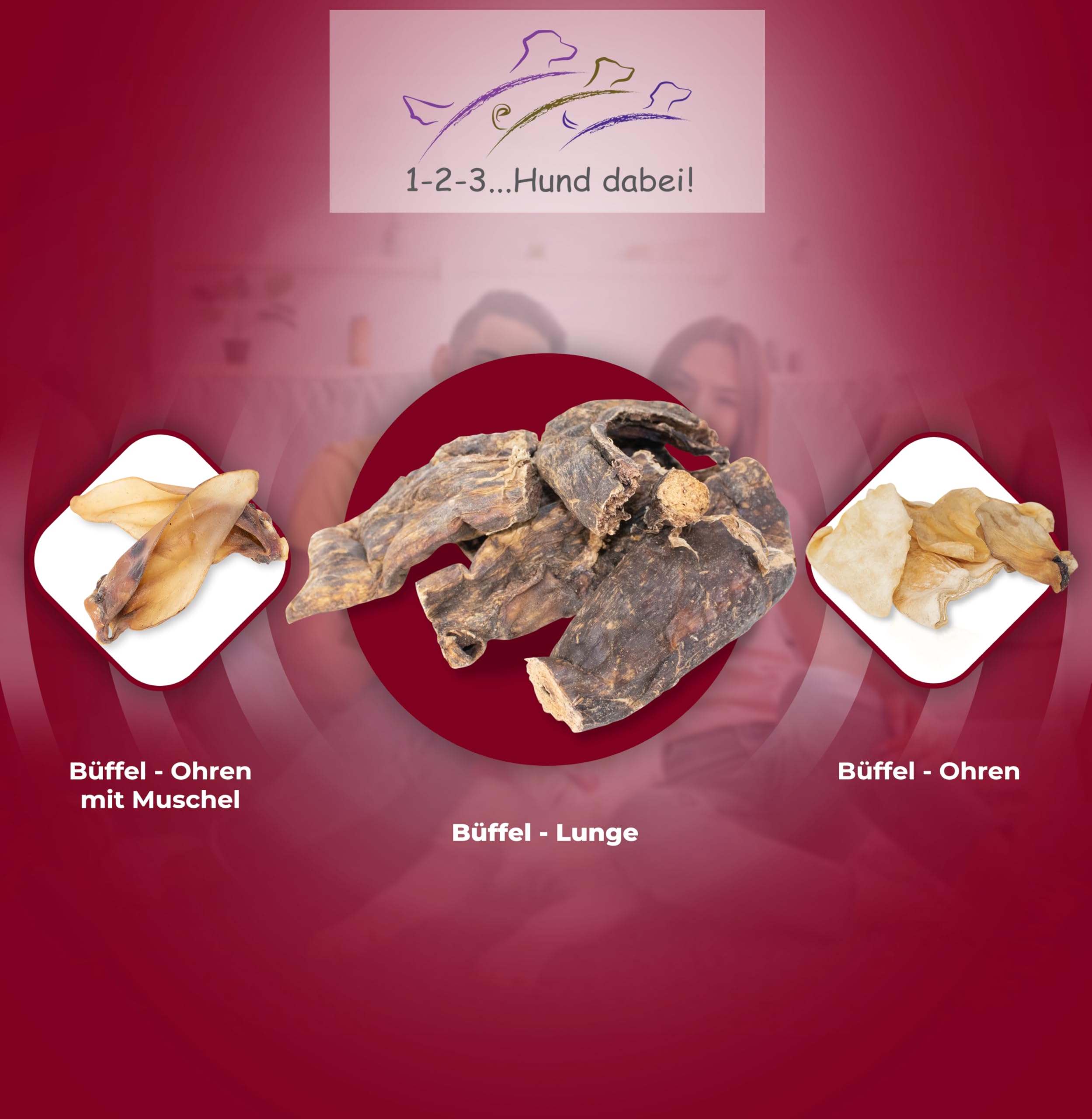 123...Hund dabei! - Büffel-Lunge 3kg, Rinderlunge XXL-Pack, fettarm, getrocknetes Rindfleisch, schonend getrocknet, Kauartikel vom Rind (Rinderlunge)