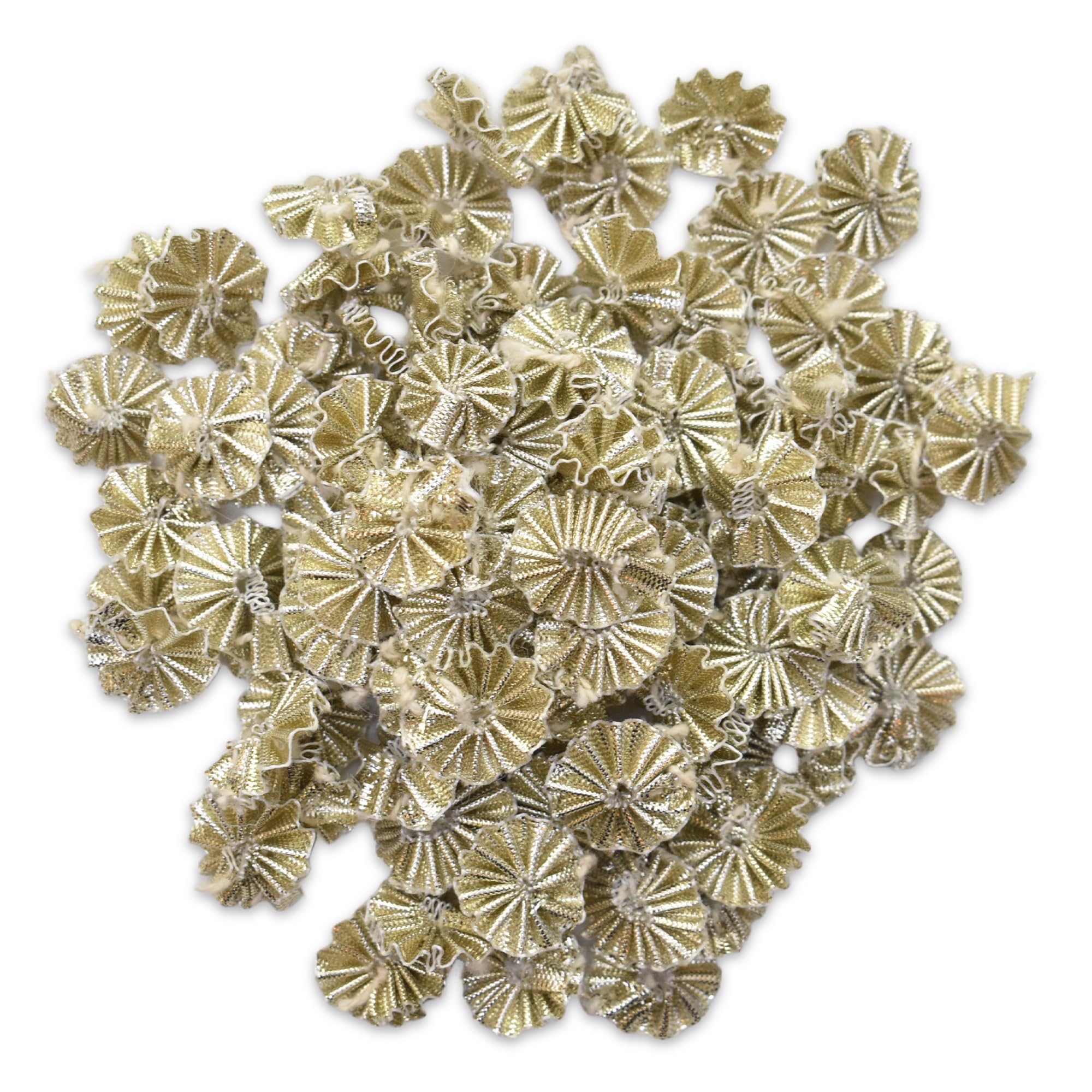 Embroiderymaterial Gota Flower Ethnic Appliques Patches for Dresses Silver Color 100 Pieces-1.7CM