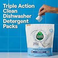 Vista 6 de Seventh Generation Paquetes de detergente para lavavajillas de triple acción limpiadora automática con poder de bio-enzima, libre y transparente