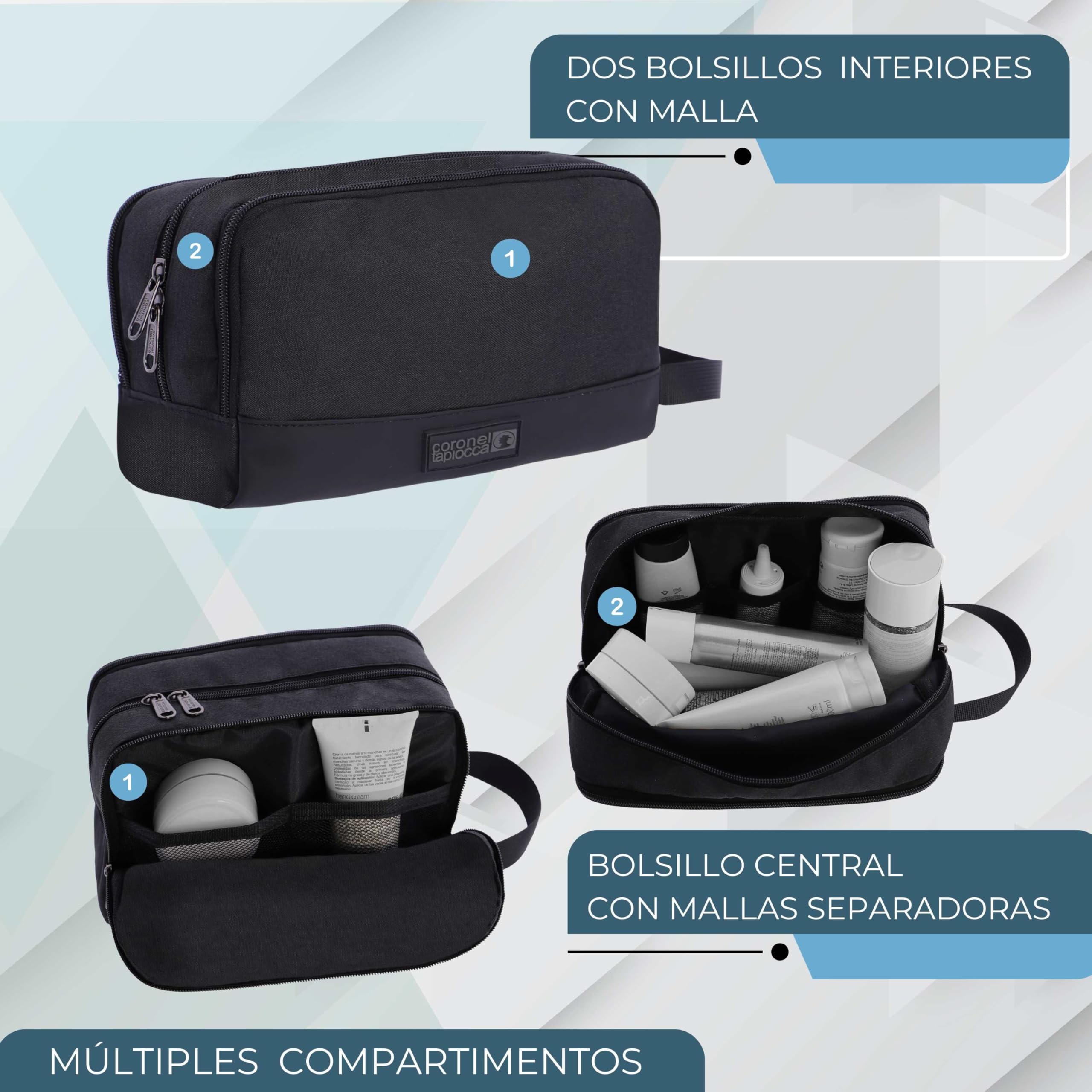 Coronel Tapiocca Neceser Viaje Hombre Bolsa Aseo compacta 3 Compartimentos